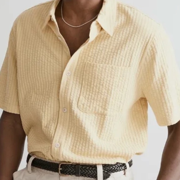 NWT Madewell Seersucker Easy Short-Sleeve Shirt - Chamomille Yellow - Large - Picture 1 of 5